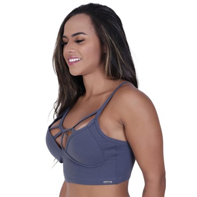 Top Fitness com Bojo Orbis Tiras Decote Suplex - Adulto - Foto 1