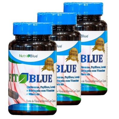 Kit Quitosana Psylium Berijela Fitblue 730mg - 60 cápsulas - 3 unidades - Foto 2