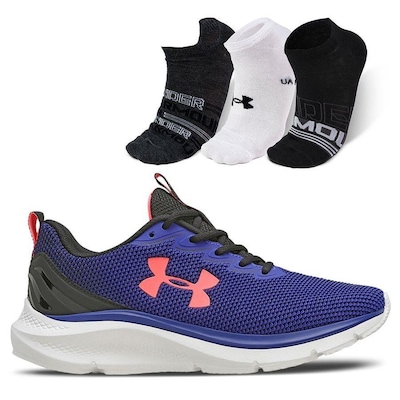 Kit Tênis Under Armour Charged Fleet + Meia Essential - 3 pares - Unissex - Foto 1