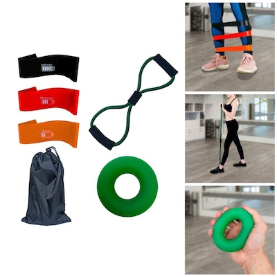 Kit Fisioterapia Fortalecedor com Elásticos e Hand Grip VD - Pista e Campo - Foto 5
