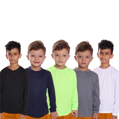 Kit Camisetas Manga Longa Dellas Fit Térmica - 5 Unidades - Infantil - Foto 1