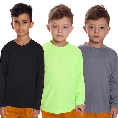 Kit Camisetas Manga Longa Dellas Fit Térmica - 3 Unidades - Infantil - Foto 1