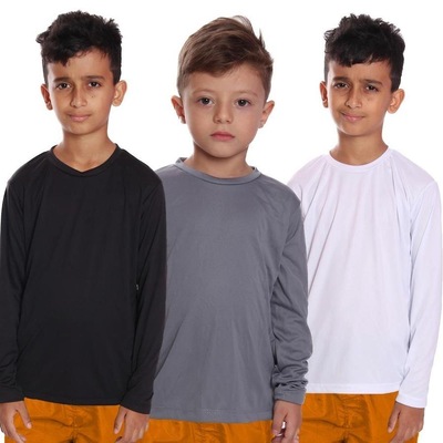 Kit Camisetas Manga Longa Dellas Fit Térmica - 3 Unidades - Infantil - Foto 1