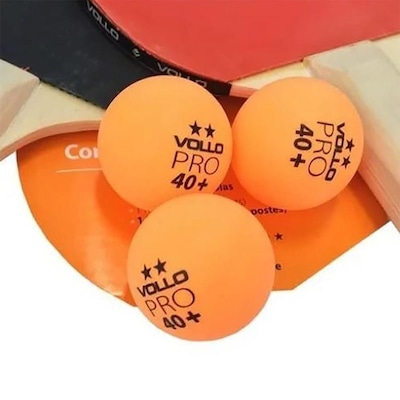 Kit Raquetes de Tênis de Mesa Vollo: 2 Unidades + Bolas - 3 Unidades + Suporte + Rede VT710-R - Foto 2