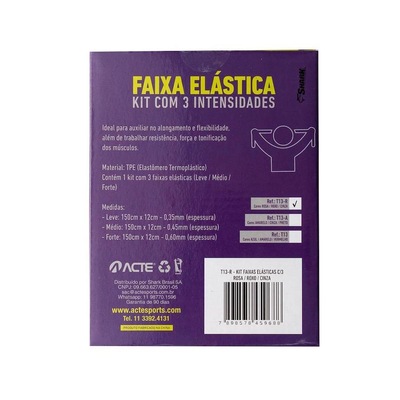 Kit Faixas Acte Sports Látex T13-R - 3 Intensidades - Foto 6