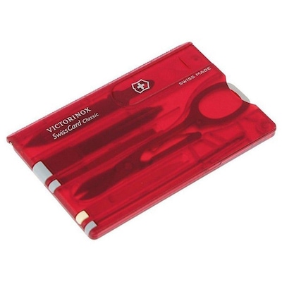 Cartão Victorinox SwissCard Classic Translúcido Vermelho - Foto 2