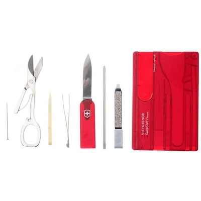 Cartão Victorinox SwissCard Classic Translúcido Vermelho - Foto 3
