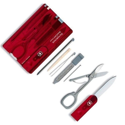 Cartão Victorinox SwissCard Classic Translúcido Vermelho - Foto 4