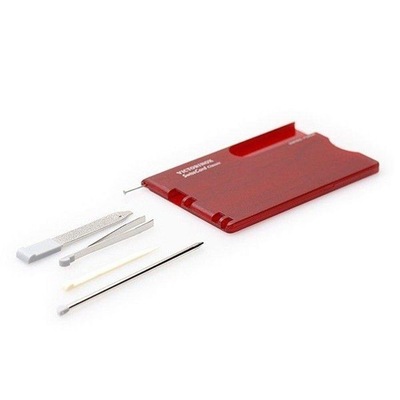 Cartão Victorinox SwissCard Classic Translúcido Vermelho - Foto 5