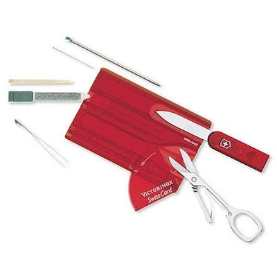 Cartão Victorinox SwissCard Classic Translúcido Vermelho - Foto 6