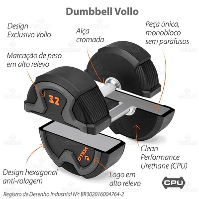 Halter Dumbbell Vollo Academia Musculação - 22kg - Foto 4
