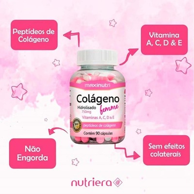 Kit de Colágeno Femme Vitaminas + Zinco Maxinutri - 90 Cápsulas - 4 Unds - Foto 2