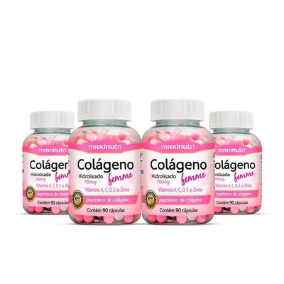Kit de Colágeno Femme Vitaminas + Zinco Maxinutri - 90 Cápsulas - 4 Unds - Foto 1