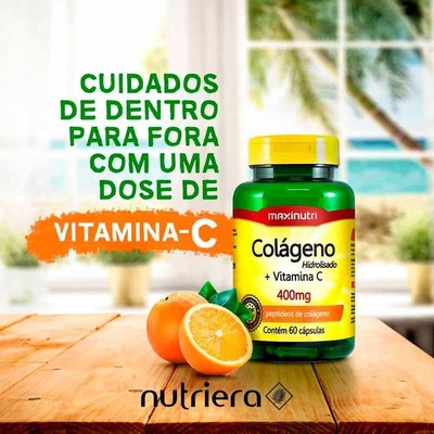Kit de Colágeno Hidrolisado Vitamina C 400mg Maxinutri - 60 Caps - 2 Unds - Foto 2