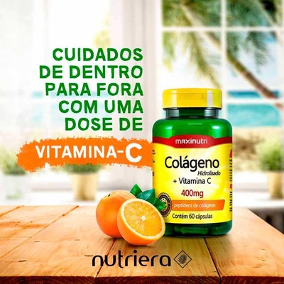 Kit de Colágeno Hidrolisado Vitamina C 400mg Maxinutri - 60 Caps - 2 Unds - Foto 5