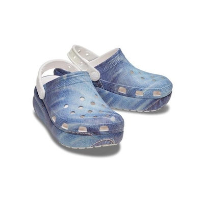 Sandália Crocs Classic Cutie Denim Clog K - Infantil - Foto 3