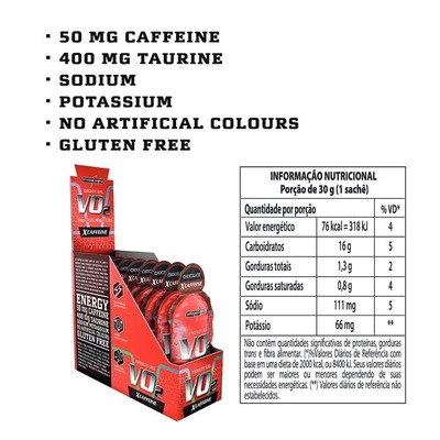 Vo2 Energy Gel X-Caffe ineIntegralmédica - Caixa com 10 Saches - Foto 2