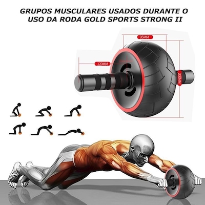 Kit de Treio Gold Sports Com Roda Abdominal Larga Strong Ii + Tapete de Apoio + Mesh Bag - Foto 1