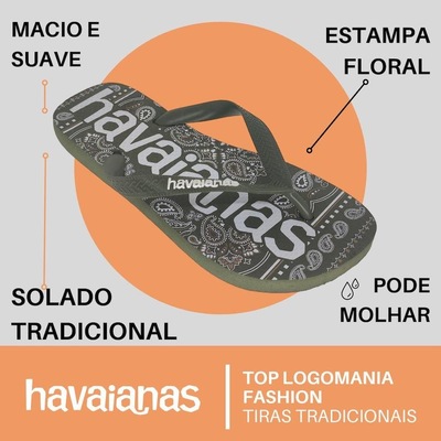 Chinelo Havaianas Top Logomania Musgo - Adulto - Foto 2