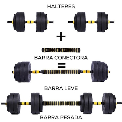 Kit de Halteres Yangfit com Anilhas e Barra - 25kg - Foto 2