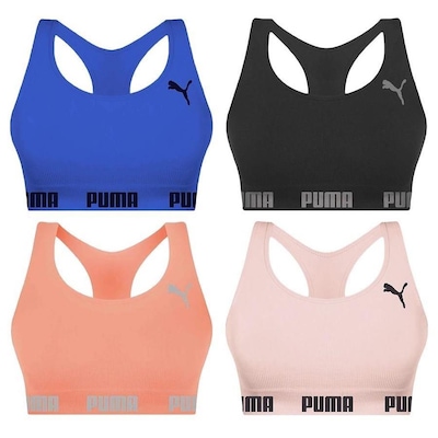 Kit Top Fitness Puma Nadador sem Costura - Feminino - 4 unidades - Foto 1