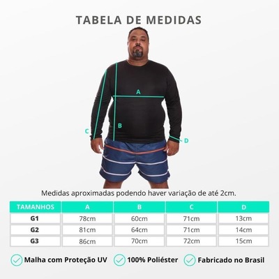 Kit de Camisas Térmica Dellas Fit Dry Fit Plus Size Manga Longa com Proteção Solar Uv - 3 Unidades - Masculina - Foto 3