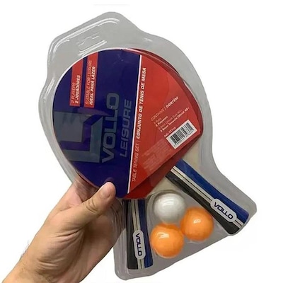 Kit de Tênis de Mesa Vollo com 2 Raquetes e 3 Bolas Leisure - Foto 1
