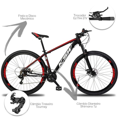 Bicicleta Aro 29 KSW XLT - Freio a Disco - Câmbios Shimano - 21 Marchas - Foto 2