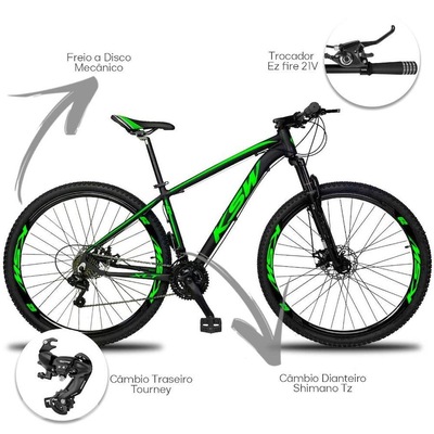 Bicicleta Aro 29 KSW XLT - Freio a Disco - Câmbios Shimano - 21 Marchas - Foto 3