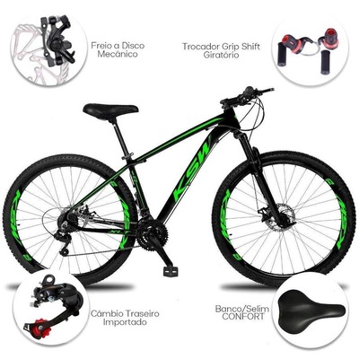 Bicicleta Aro 29 KSW XLT - Freio a Disco - Câmbio Importado - 21 Marchas - Adulto - Foto 2