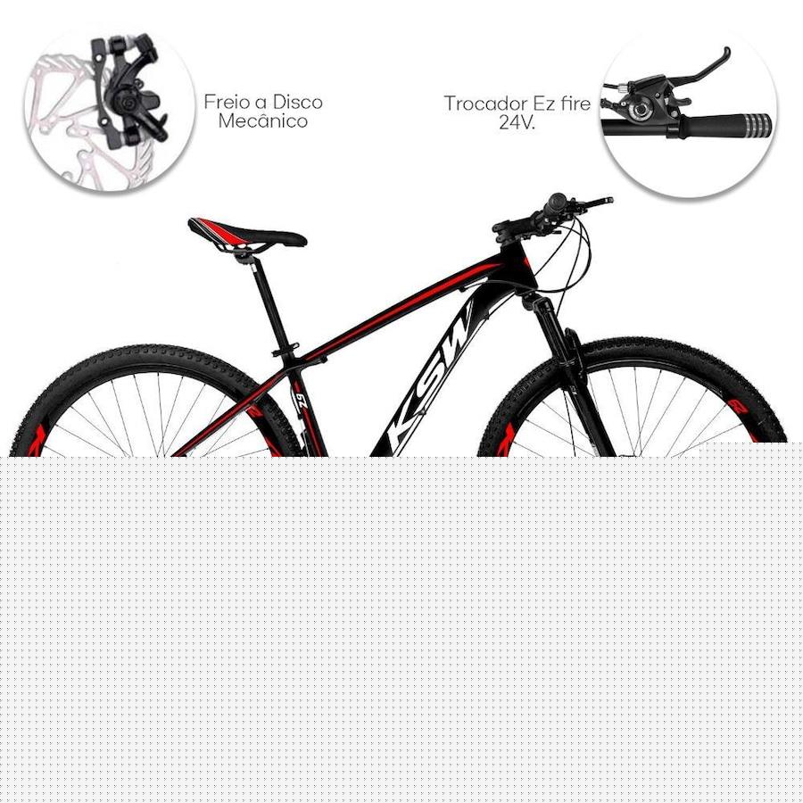 Bicicleta Aro 29 KSW XLT 32r MTB Aluminio - Freio a Disco - Câmbios Shimano - 24V - Adulto - Foto 4