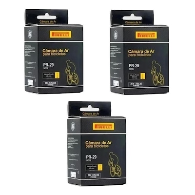 Kit Câmara de Ar 29 x 1.75/2.35 Pirelli MTB Bico Fino 48 mm - 3 unidades - Foto 1