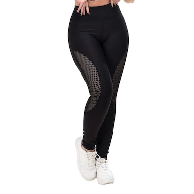 Calça Arrastão Legging Belmento Detalhe Rede Academia Fitness Suplex - Feminina - Foto 3