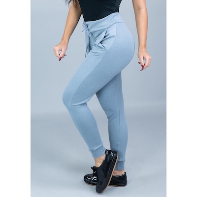 Calça de Moletom MVB Modas Cintura Alta Ribana - Feminina - Foto 2