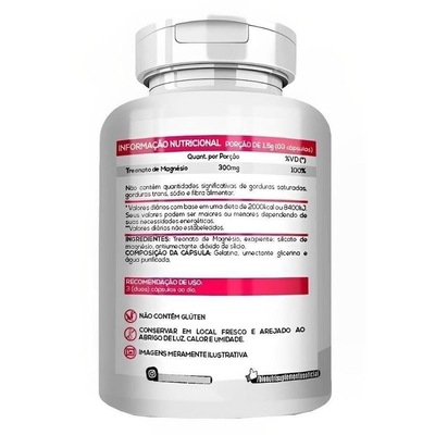 Treonato de Magnésio Bionutri 500mg - 120 cápsulas - Foto 2