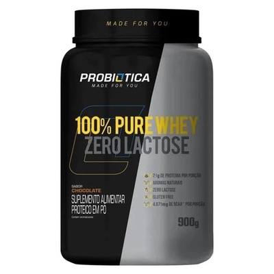 100% Pure Whey Zero Lactose Probiótica - Chocolate - 900g - Foto 1