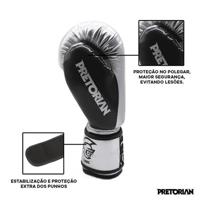 Kit de Boxe Pretorian: Bandagem + Protetor Bucal + Luvas de Boxe Elite - 14 OZ - Adulto - Foto 4