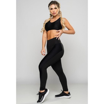Calça Legging MVB Modas Montaria Faixa Brilhosa Cintura Alta - Feminina - Foto 3