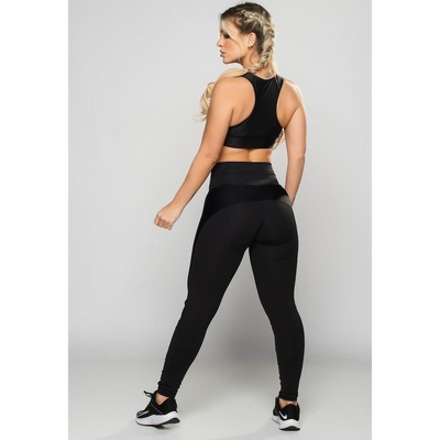 Calça Legging MVB Modas Montaria Faixa Brilhosa Cintura Alta - Feminina - Foto 4
