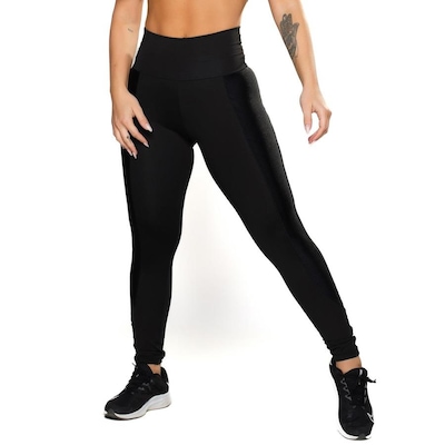 Calça Legging MVB Modas Montaria Faixa Brilhosa Cintura Alta - Feminina - Foto 1