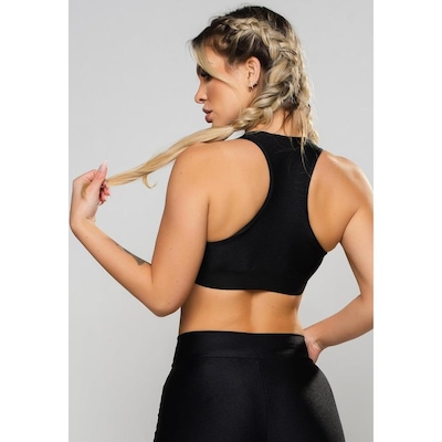 Top Fitness MVB Modas Zipper Nadador Poliamida Brilhosa Elástico - Feminino - Foto 3