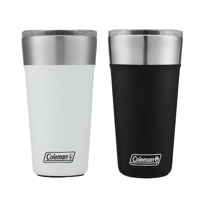 Kit de Copos Térmico Coleman com Tampa - 600ml - 2 Unds Branco/Preto - Foto 1