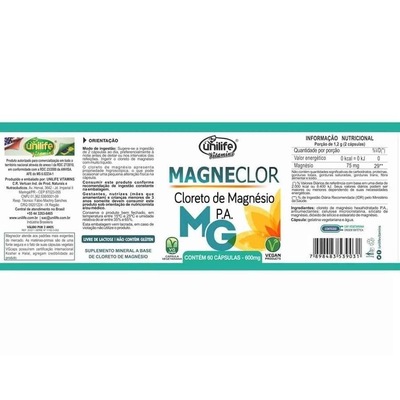 Kit Cloreto de Magnésio Magneclor Vegano Unilife 600mg - 120 Cáps - 2 Unds - Foto 4