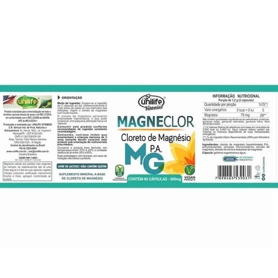 Kit Cloreto de Magnésio Magneclor Vegano Unilife 600mg - 240 Cáps - 4 Unds - Foto 4
