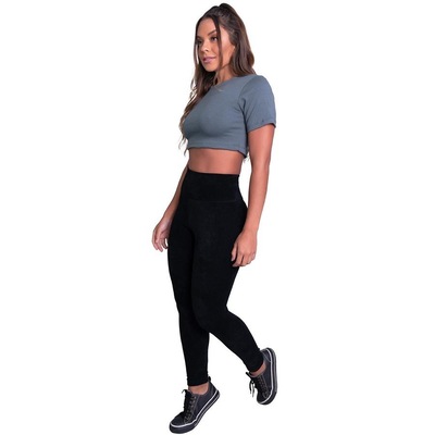 Calça Legging Mvb Modas Veludo Cotelê Cintura Alta - Feminina - Foto 3