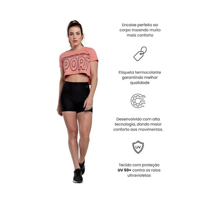 Blusa Cropped Fitness Básico Hoopfit Academia - Feminina - Foto 2