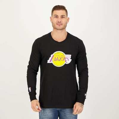 Camiseta New Era Manga Longa Nba Los Angeles Lakers - Masculina - Foto 1