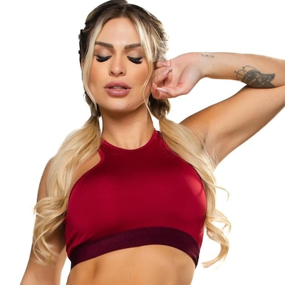 Top Fitness Cropped MVB Modas Suplex Cruzado Decote Recorte - Feminino - Foto 1