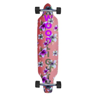 Skate Longboard Wood Light Montado Flower Brown - Foto 1