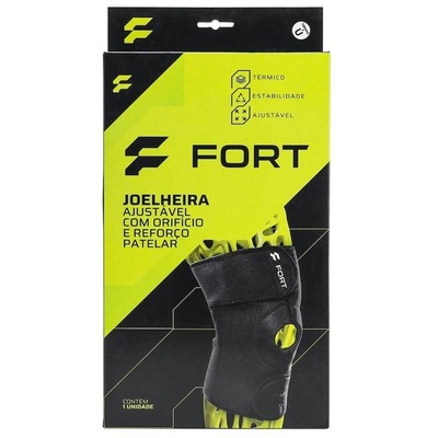 Joelheira Fort Neoprene Ajustável com Orificio e Reforço Patelar - Adulto - Foto 1